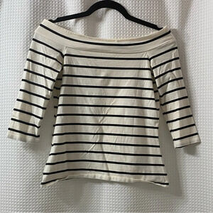 LOFT Striped Off the Shoulder Knit Top